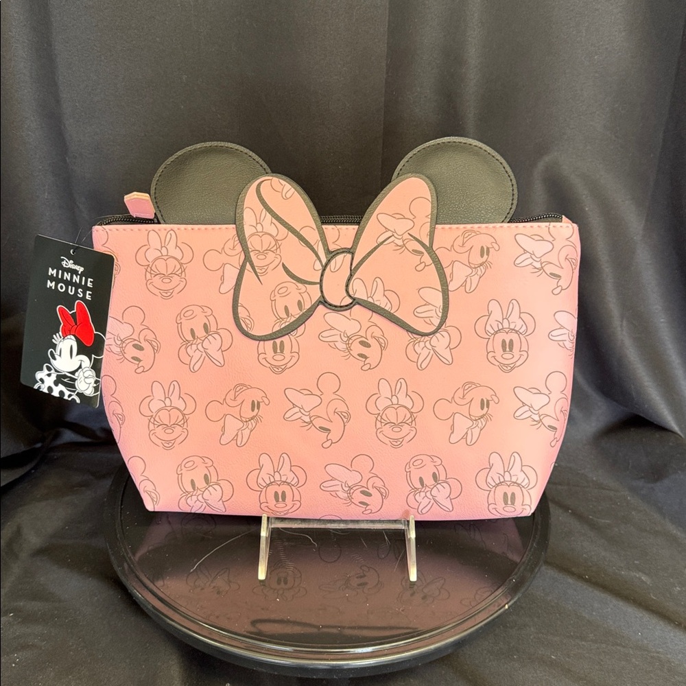 Disney’s Minnie Mouse, 3-D Bow and Ears Trapezoid Cosmetic Bag-NWT